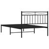 vidaXL Bed Frame Black Powder-Coated Steel Twin Bed Frame Rectangular