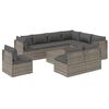 vidaXL Garden Lounge Set Grey PE rattan, powder-coated steel, polyester, PVC
