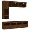 vidaXL 7 Piece TV Wall Stand Set with LED Lights Brown Oak