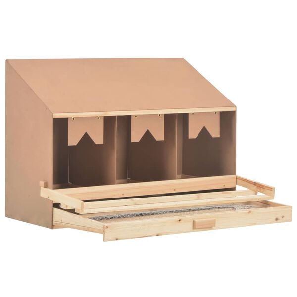 vidaXL Chicken Laying Nest 3 Compartments 36.6"x15.7"x25.6" Solid Pine Wood
