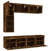 vidaXL 7 Piece TV Wall Stand Set with LED Lights Smoked Oak