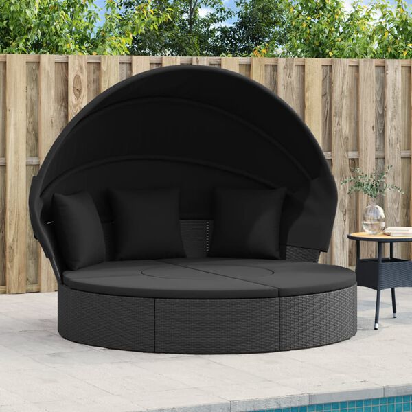 vidaXL Outdoor Lounge Bed Black
