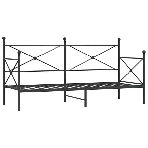 vidaXL Daybed With Trundle Black Steel Single bed size