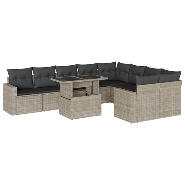 vidaXL Garden Sofa Set Light Grey