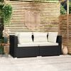 vidaXL 2-seater Sofa Black, Cream PE rattan