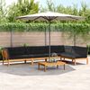 vidaXL Patio Pallet Sofa Set Set of 5 Black cushions, Natural acacia wood