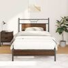 vidaXL Bed Frame Brown Oak Engineered Wood, Steel 39.4 x 74.8 in