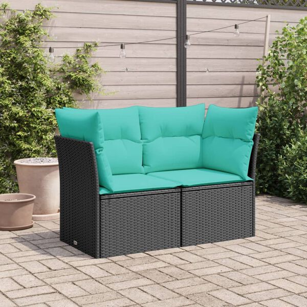 vidaXL Garden Sofa Black, Blue