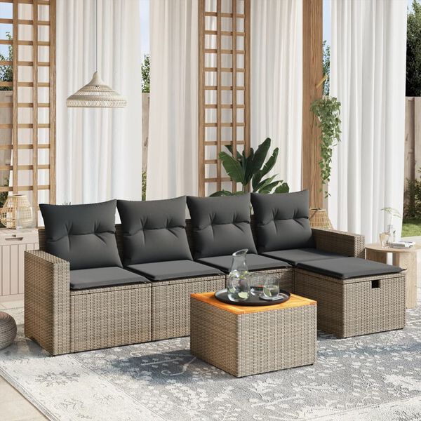 vidaXL Garden Sofa Set Grey, Dark Grey