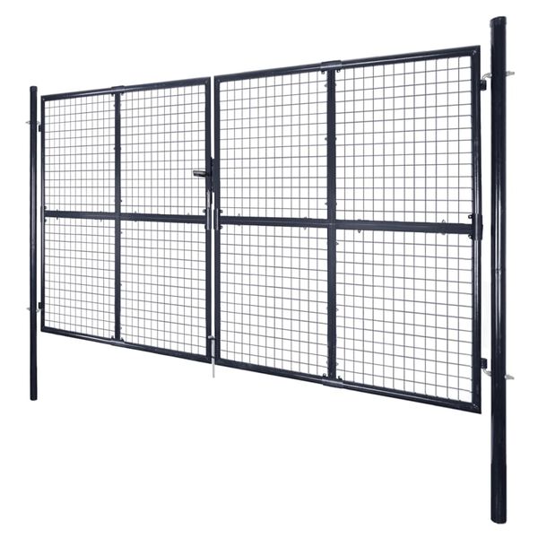 vidaXL Mesh Garden Gate Galvanised Steel 118.1x59.1" Grey