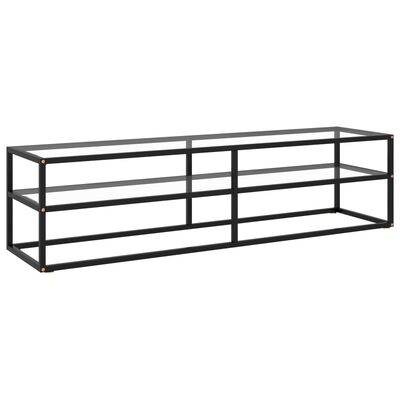 vidaXL TV Stand Black with Tempered Glass 63"x15.7"x15.7"