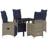 vidaXL Table and Chair Set with Cushion 5 pcs Grey PE Rattan