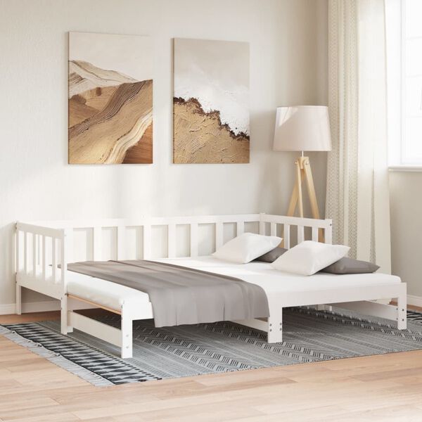 vidaXL Day Bed White Solid pine wood Full