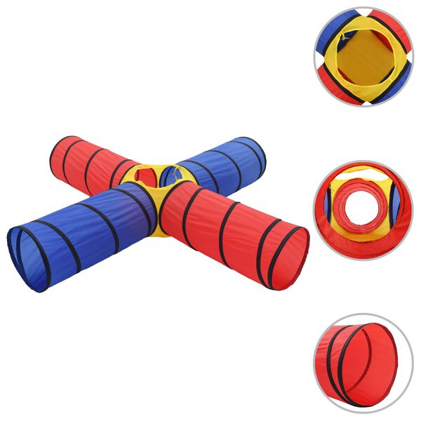 vidaXL Play Tunnel Colorful Polyester, Steel, PE (Polyethylene) Large