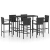 vidaXL Garden Bar Set Black PE rattan, powder-coated steel, tempered glass