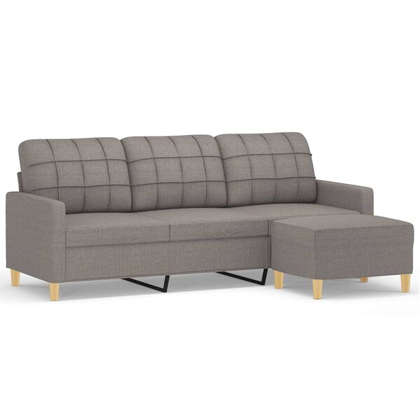 vidaXL 3-Seater Sofa with Footstool Taupe 70.9" Fabric
