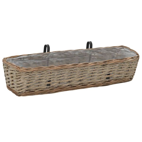 vidaXL Balcony Planter Set of 2 Brown Wicker with PE lining 31.5 in long