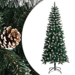 vidaXL Christmas Tree Green and white PVC and steel 6 ft