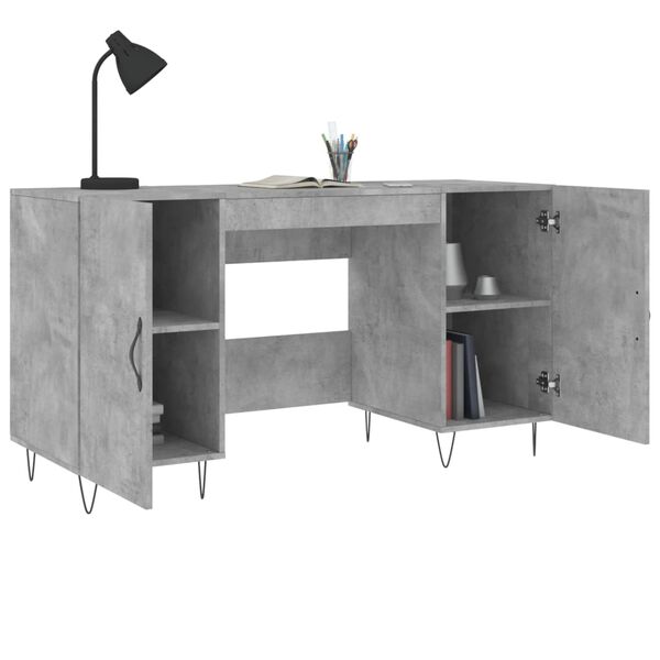 vidaXL Desk Concrete grey Engineered wood 55.1x19.7x29.5 in Desk