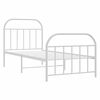 vidaXL Bed Frame White Steel Single Bed Frame Rectangular Single Bed