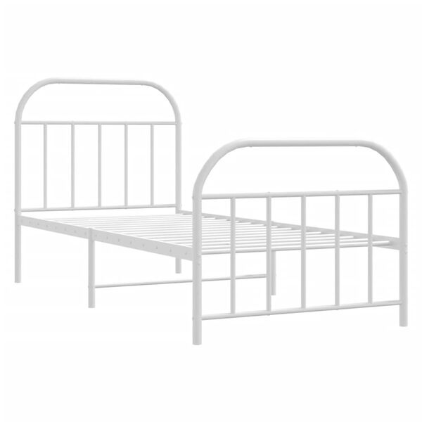 vidaXL Bed Frame White Steel Single Bed Frame Rectangular Single Bed