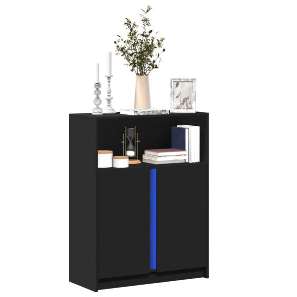 vidaXL Sideboard Black Engineered wood, glass Medium Sideboard