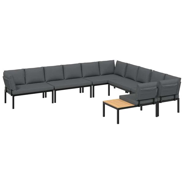 vidaXL Garden Sofa Set Black Powder-coated aluminum Large Modular