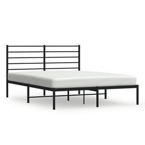 vidaXL Bed Frame Black Steel 48.4x78.7 in Bed Frame Rectangular
