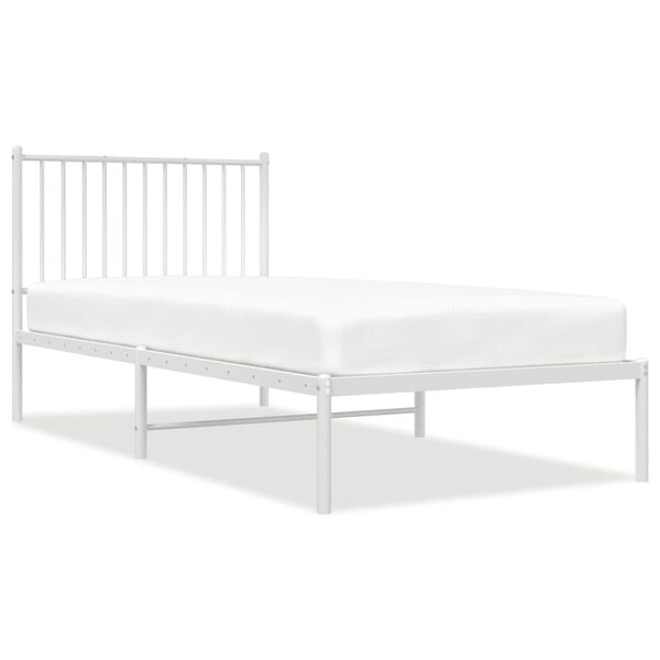 vidaXL Bed Frame White Steel Twin Bed Frame Rectangular Durable