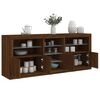 vidaXL Sideboard with LED Lights Brown Oak 63.8"x14.6"x26.4"