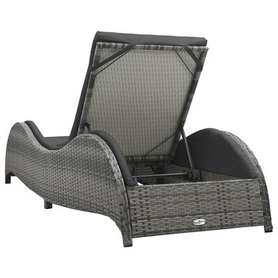 vidaXL Sun Lounger with Cushion Poly Rattan Anthracite