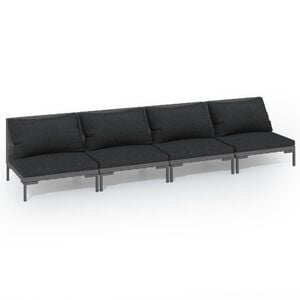 vidaXL Garden Lounge Set Dark grey Powder-coated steel Standard