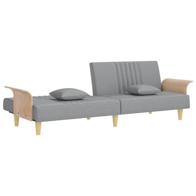 vidaXL Sofa Bed with Armrests Light Gray Fabric