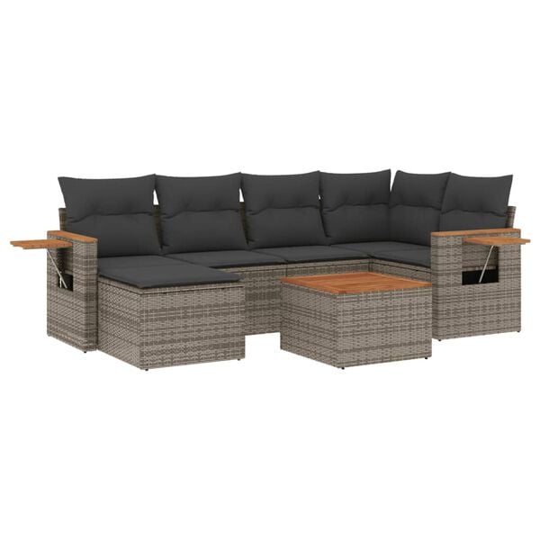vidaXL Garden Sofa Set Grey PE rattan Large Modular Garden Sofa Set