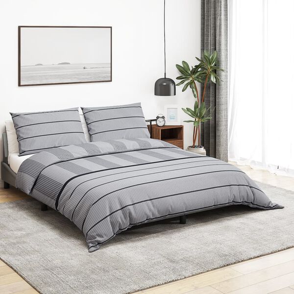 vidaXL Duvet Cover Set Set of 2 Grey 100% Cotton 102.4 x 94.5 in