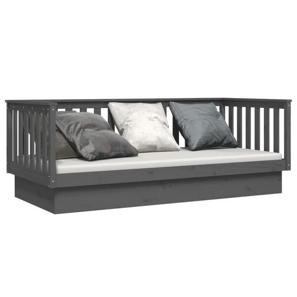 vidaXL Grey Day Bed Solid Pine Wood Standard Convertible Day Bed