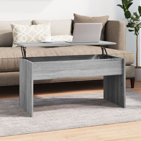 vidaXL Coffee Table Grey Sonoma Engineered Wood Standard Sliding Top