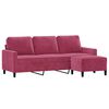 vidaXL 3-Seater Sofa with Footstool Wine Red 70.9" Velvet