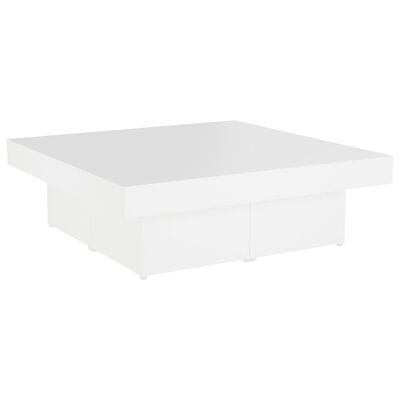 vidaXL Coffee Table White 35.4"x35.4"x11" Engineered Wood