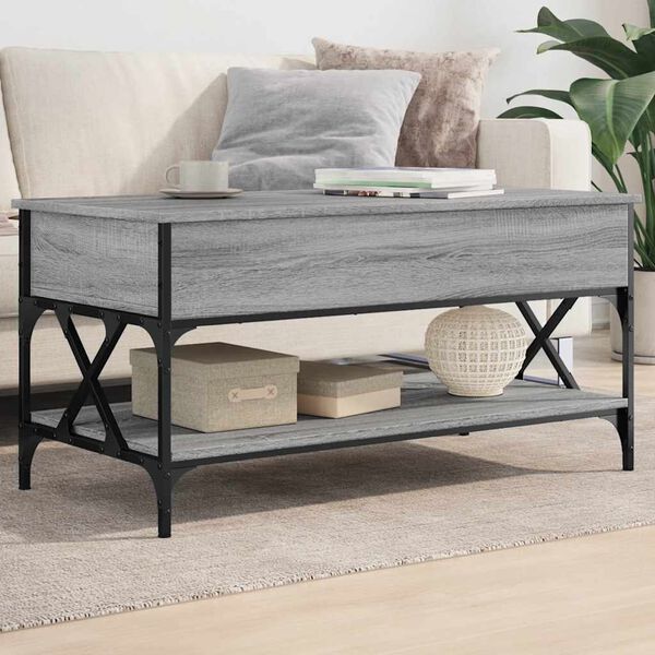 vidaXL Coffee Table Gray Sonoma Engineered Wood and Metal Medium