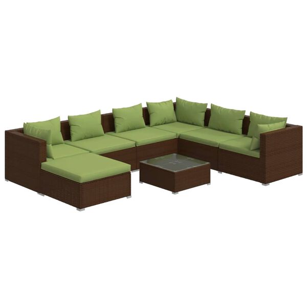 vidaXL Garden Lounge Set Brown PE rattan 8 Piece Set Modular