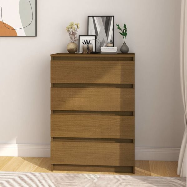 vidaXL Side Cabinet Honey brown Solid pinewood Medium Side Cabinet