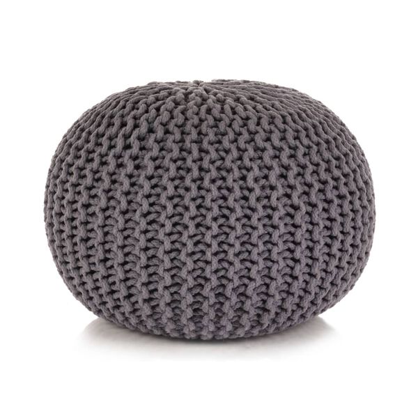 vidaXL Pouffe Gray 100% Cotton, EPS foam balls 19.7x13.8 in Pouffe