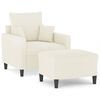 vidaXL Sofa Chair with Footstool Cream 23.6" Velvet