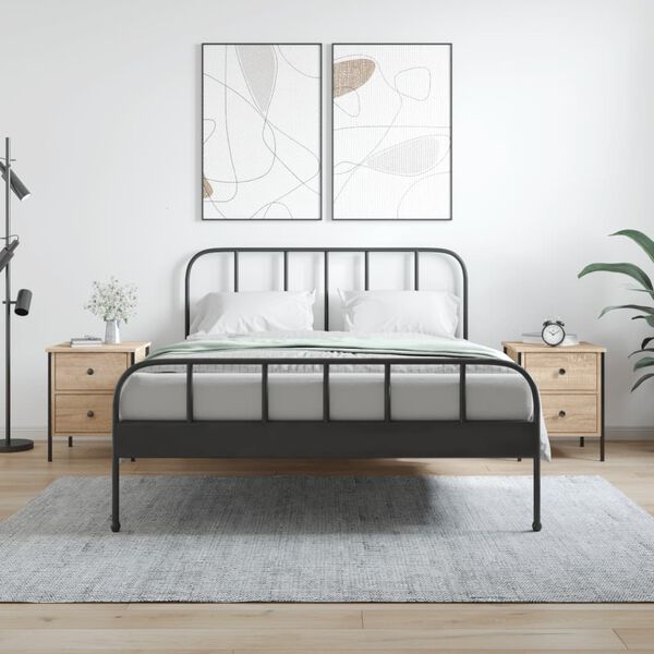 vidaXL Bedside Cabinet Set of 2 Sonoma oak Engineered wood, Iron Medium