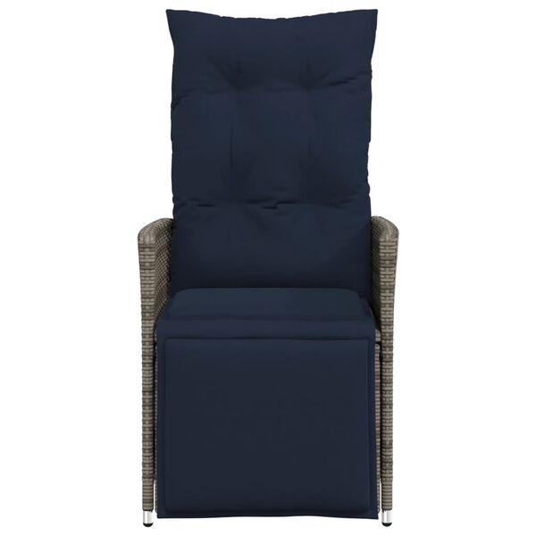 vidaXL Reclining Patio Chairs 2 pcs with Cushions Gray Poly Rattan