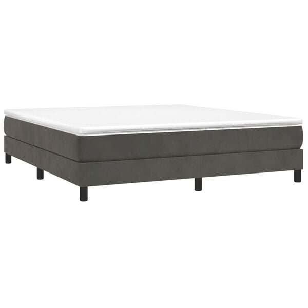 vidaXL Bed Frame Dark grey Velvet, plywood, engineered wood King