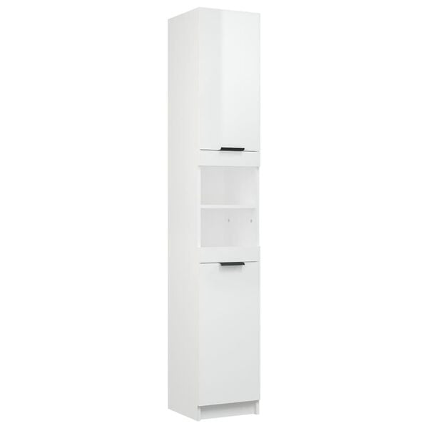 vidaXL Bathroom Cabinet High Gloss White 12.6"x13.4"x74.2" Engineered Wood