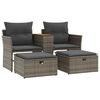 vidaXL Garden Sofa Grey PE rattan 2-Seater Adjustable Feet Garden Sofa