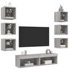 vidaXL 8 Piece TV Wall Units with LED Gray Sonoma Engineered Wood